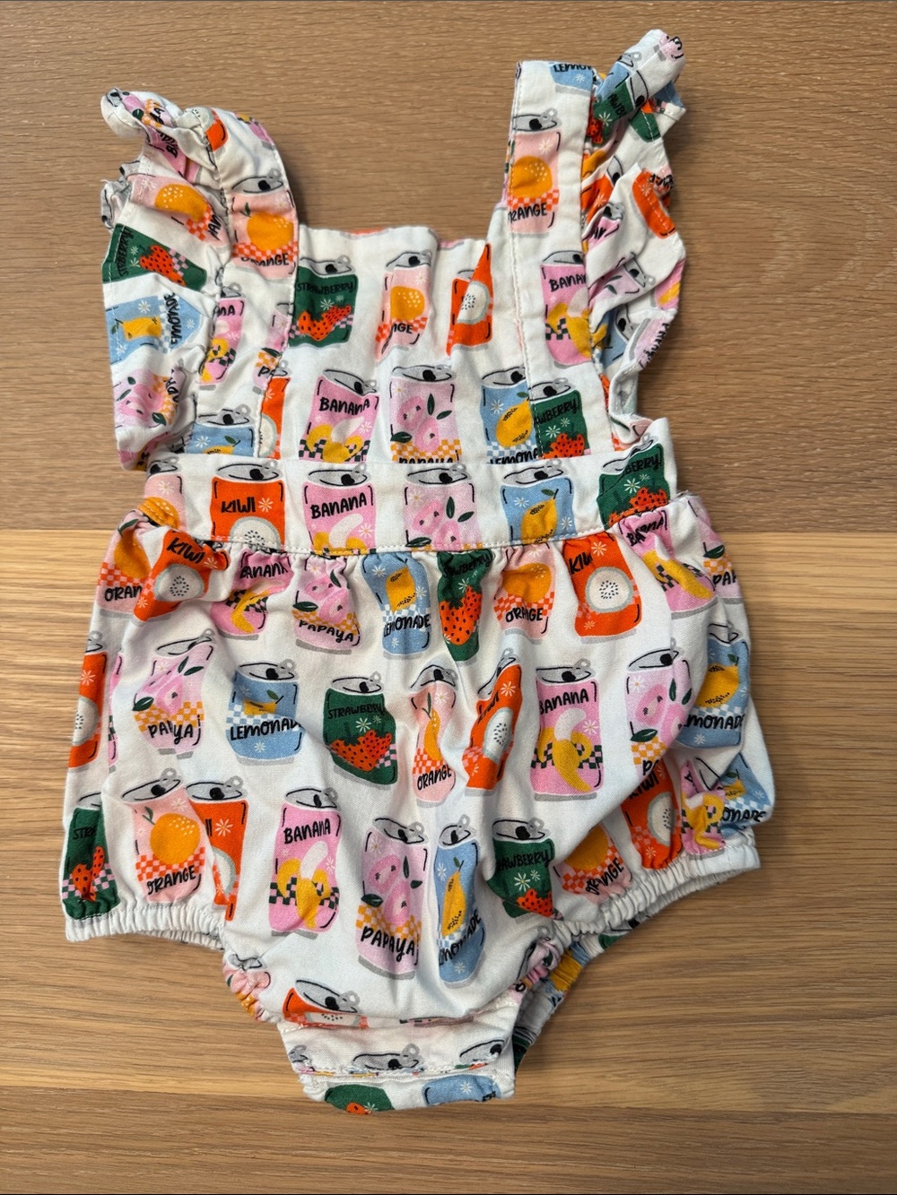 Worthy Threads Baby Girls Soda Can Print Romper - White Multicolor